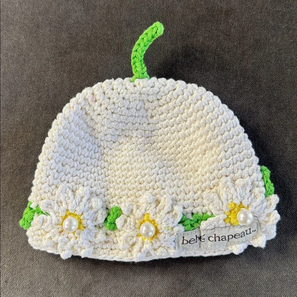 Bebe Chapeau Dixie Pearl Infant Beanie Hat 100% Cotton 0-6 months NEW